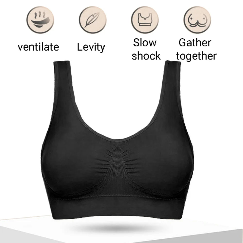 Women'S Seamless Bra For Women Crop Top Black Vertical Stripe Breathable Sports Bra Fitness Tube Tops Yoga Underwear Sports Bra