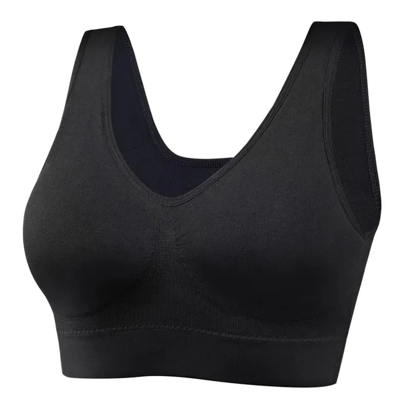 Women Seamless Bras Camisole Underwear Crop Top XXL 3XL Black Pure Color Sports Gym Running Fitness Yoga