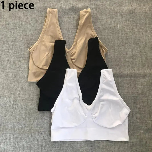 1 Piece Single-layer Large Size Adjustable Gathered Sports Bra No Bra Pads No Steel Ring No Scar Gathered Underwear